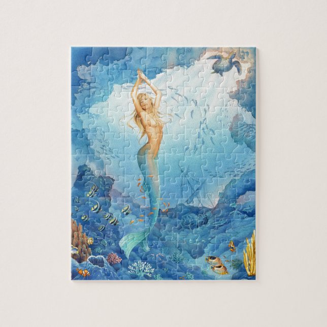 Puzzle Sirena, pescados y naufragio hermosos (Vertical)