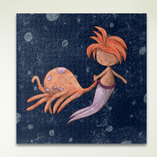 Puzzle Sirena Pulpo Adorable 