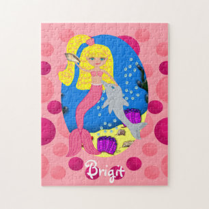 Puzzle Sirena rosa en el océano con delfín