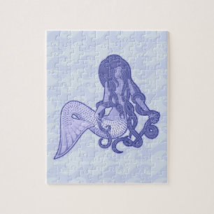 Puzzle Sirena sentada azul