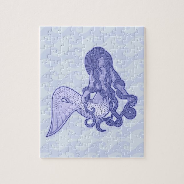Puzzle Sirena sentada azul (Vertical)