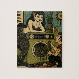 Puzzle Sirena surrealista de mediados de siglo día de lav