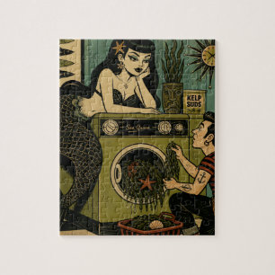 Puzzle Sirena surrealista de mediados de siglo día de lav