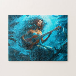 Puzzle Sirena tocando guitarra bajo el agua Pintura de fa
