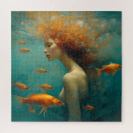 Puzzle Sirena y pez dorado