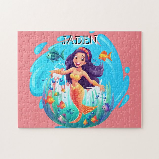Puzzle Sirenas, peces salpicando en el agua personalizada (Horizontal)