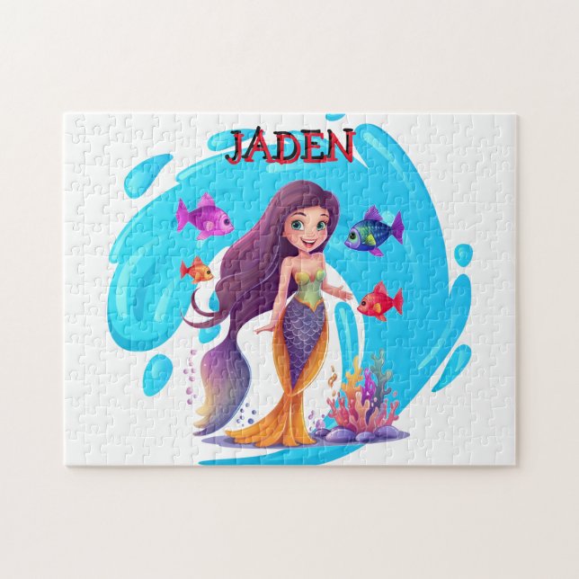Puzzle Sirenas, peces salpicando en el agua personalizada (Horizontal)