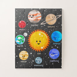 Puzzle Sistema solar Kawaii lindos planetas arte educativ