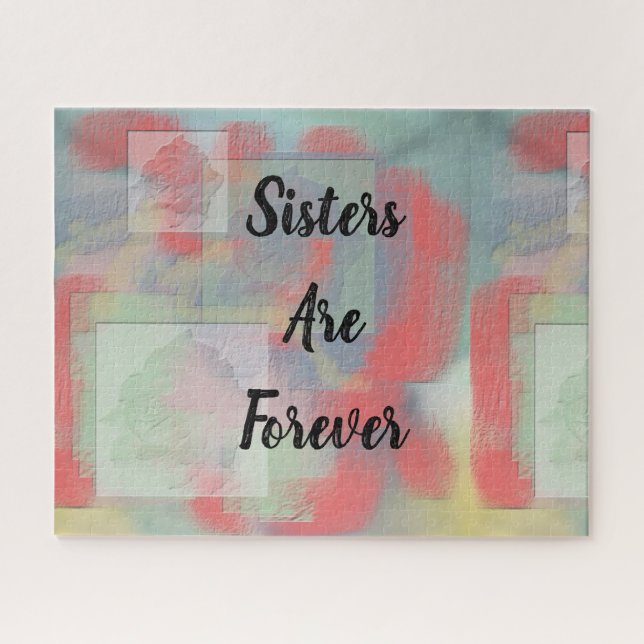 Puzzle Sisters are Forever Pastel Rose Pattern Floral (Horizontal)