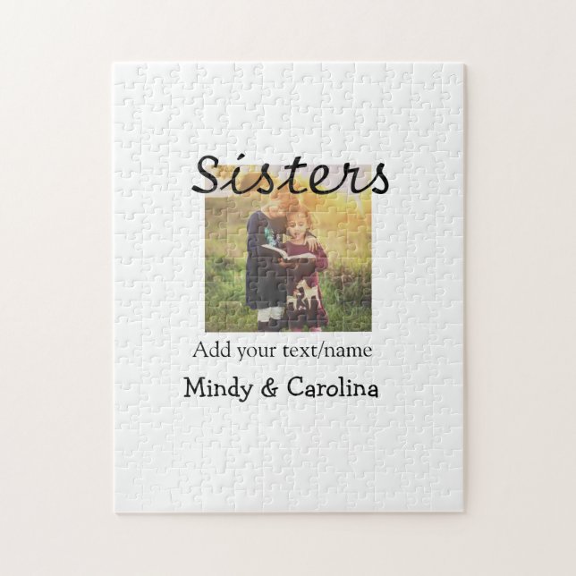 Puzzle Sisters bestis BFF añadir familia de nombres de fo (Vertical)