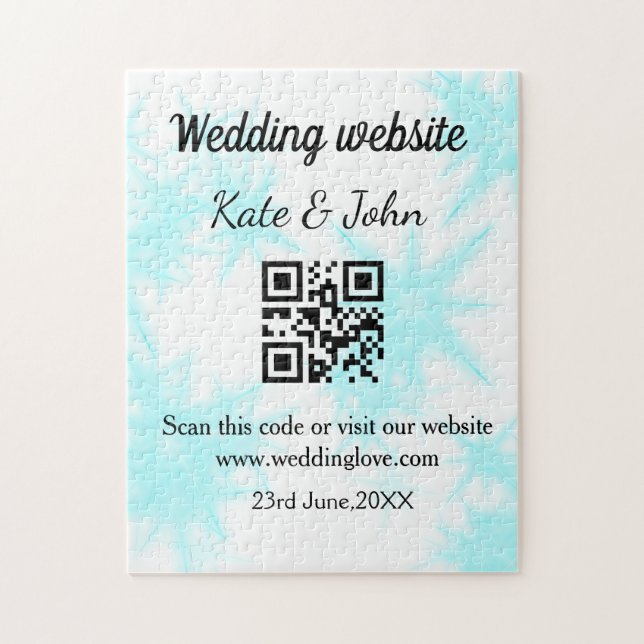 Puzzle Sitio web de boda simple minimal QR código agregar (Vertical)