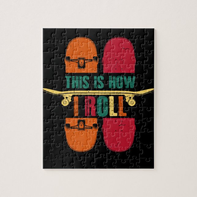 Puzzle Skateboard Skateboarder Gift Funny (Vertical)