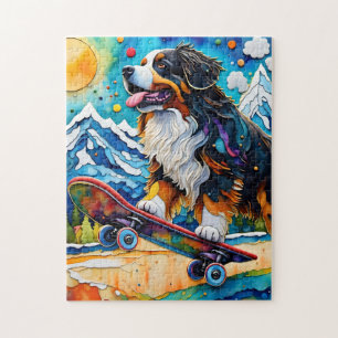 Puzzle Skateboarding Bernese Mountain Dog