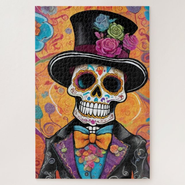 Puzzle Skeleton del Cráneo del Azúcar: Día de los Muertos (Vertical)