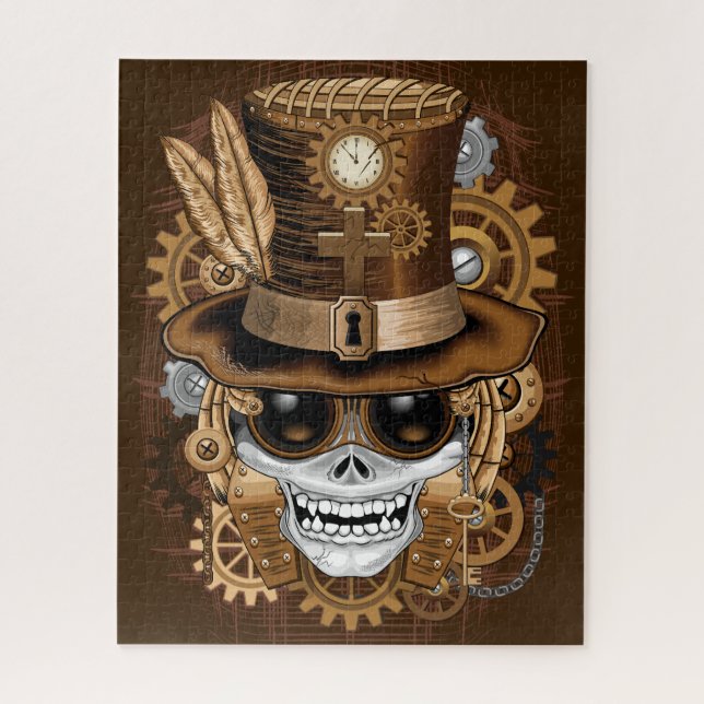 Puzzle Skull Steampunk Voodoo Retro Machine (Vertical)