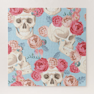 Puzzle Skulls y Rosas Patrón de vintage