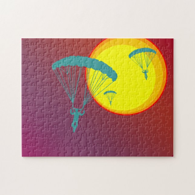 Puzzle skydivers retros de la puesta del sol (Horizontal)