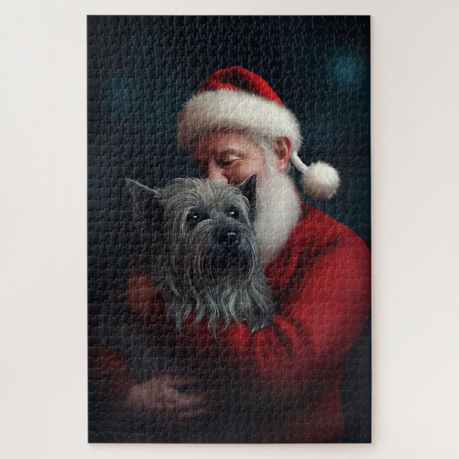 Puzzle Skye Terrier Con Navidades festivos de Santa Claus (Vertical)