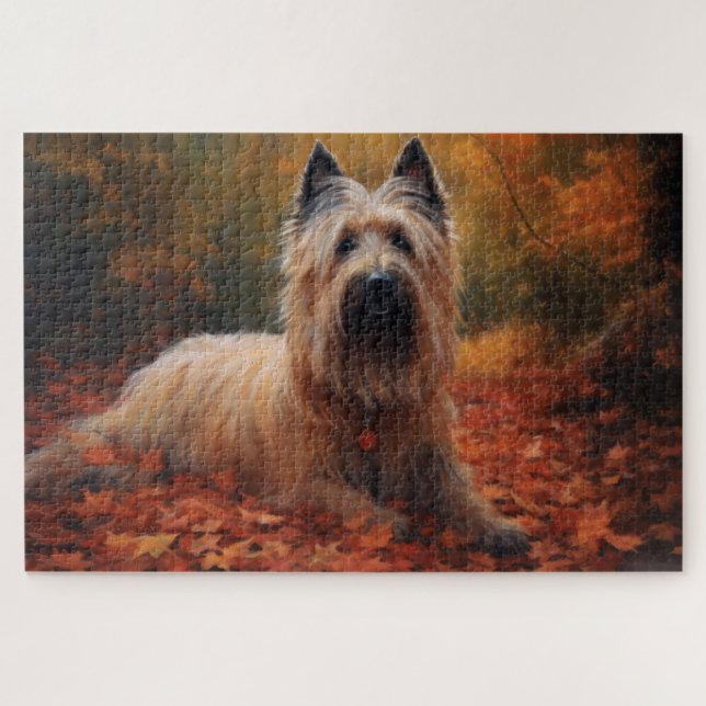 Puzzle Skye Terrier en otoño inspira caída de hojas (Horizontal)