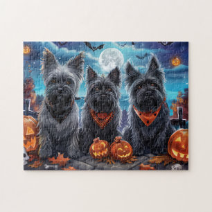 Puzzle Skye Terrier Halloween Espeluznante 
