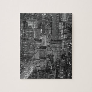 Puzzle Skyline Black White Red New York City
