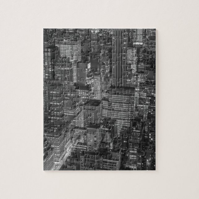 Puzzle Skyline Black White Red New York City (Vertical)