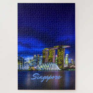 Puzzle Skyline Ciudad De Singapur De Noche