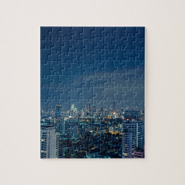 Puzzle Skyline de Bangkok con panorama nocturno (Vertical)