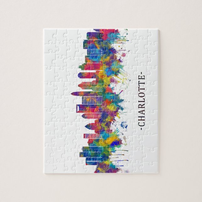 Puzzle Skyline de Charlotte Carolina del Norte (Vertical)