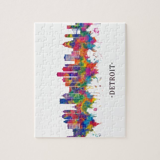 Puzzle Skyline de Detroit Michigan (Vertical)