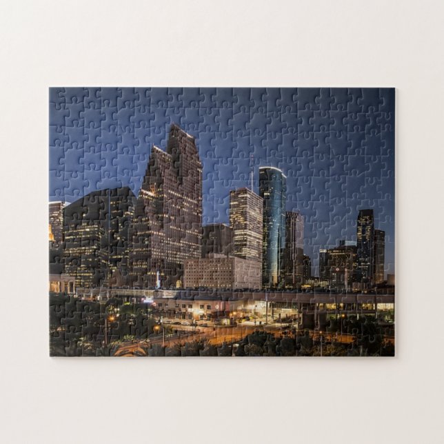 Puzzle Skyline de Houston | Luces nocturnas y foto de la  (Horizontal)