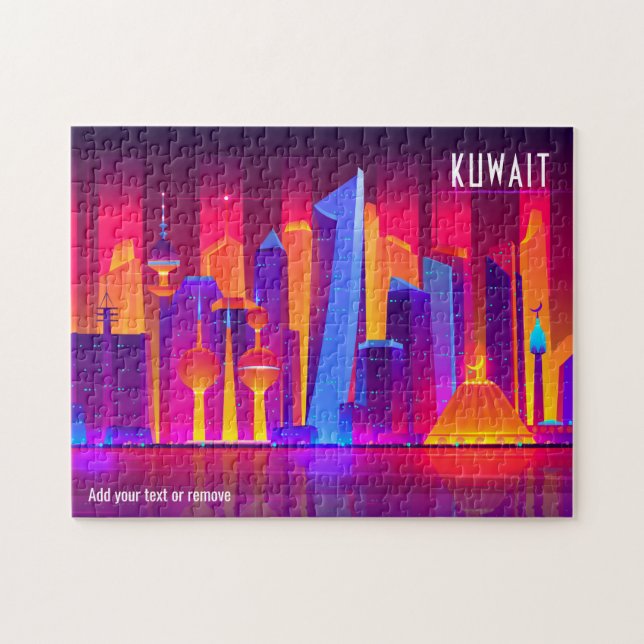 Puzzle Skyline de la ciudad, ilustracion colorido de Kuwa (Horizontal)
