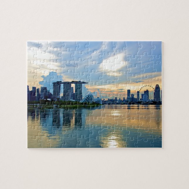 Puzzle Skyline de Singapur bajo la luz del sol (Horizontal)