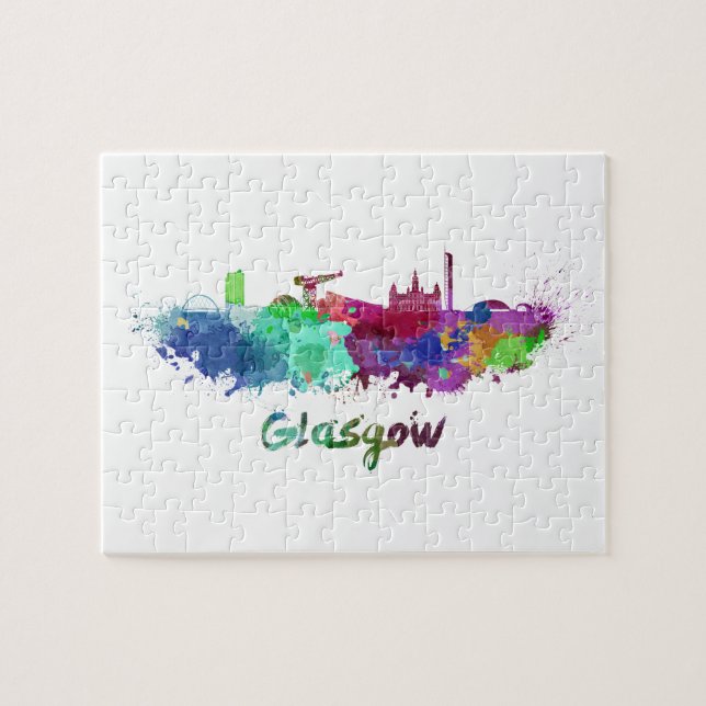 Puzzle Skyline Glasgow en acuarela (Horizontal)