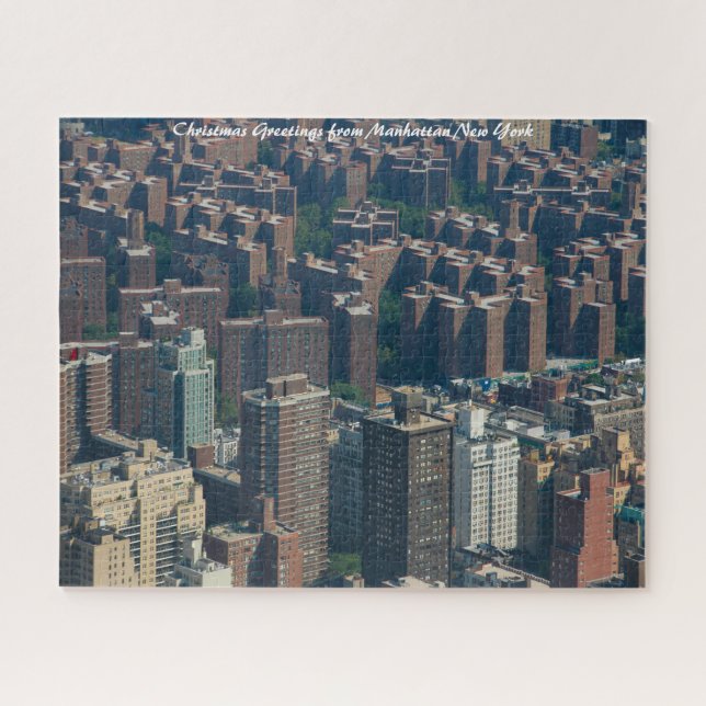 Puzzle Skyline Manhattan New York.Saludos de Navidad (Horizontal)