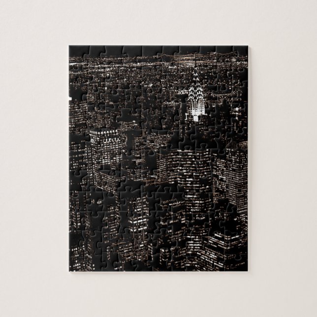 Puzzle Skyline Nocturno Sepia de Nueva York (Vertical)