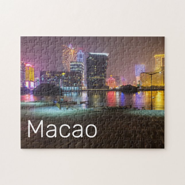 Puzzle Skyline Panorama de Casino Macao, hora de la noche (Horizontal)