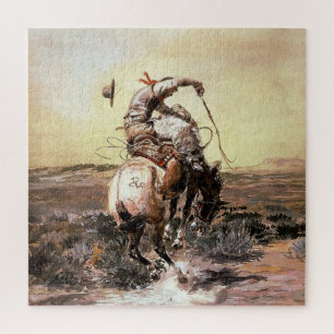 Puzzle “Slick Rider” Arte Occidental de Charles M Russell