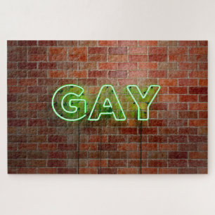 Puzzle SlipperyJoe iluminado letrero de neón gay brillant