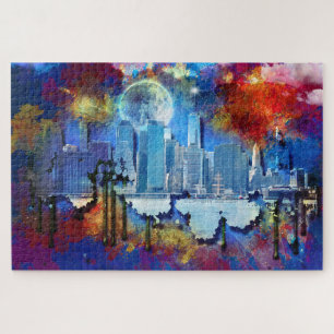 Puzzle SlipperyJoe NYC grafiti luna rodeada de nubes dram
