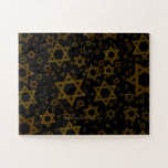 Puzzle SlipperyJoe's Estrella David temática de Hanukkah<br><div class="desc">SlipperyJoe's Estrella David temática de Hanukkah artística luz de velas festiva resplandeciente temas de luz y resiliencia modernos reverentes para festividades judías tamaños variados tonos metálicos oro bronce marrón profundo negro rico fondo evoca tradición hebrea elegancia patrón simétrico regalos decoraciones flujo visual ceremonial rítmico símbolo significativo religión</div>