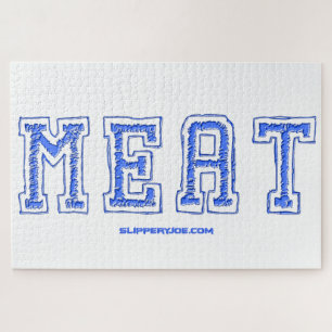 Puzzle SlipperyJoe's meat word collegiate style blue arti