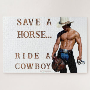 Puzzle SlipperyJoe's save horse montar paja cowboy gorra 