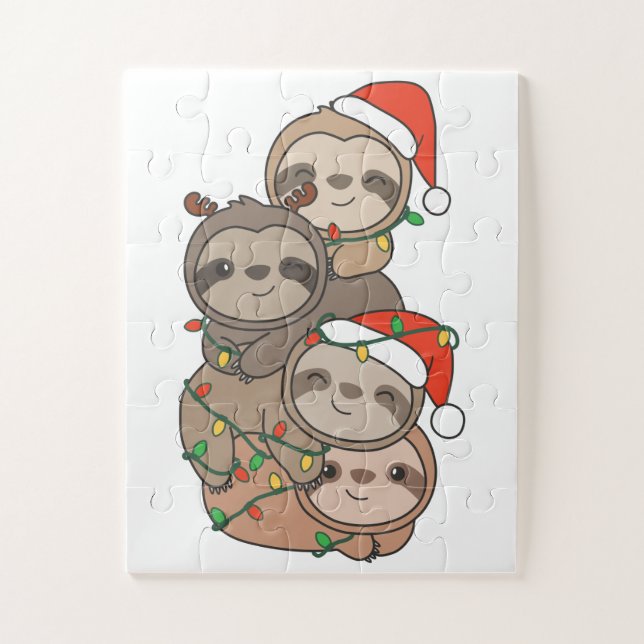 Puzzle Sloth Christmas Tree Navidades Animales Sloths (Vertical)