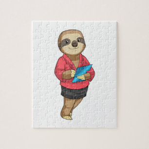 Puzzle Sloth como secretario con Notepad
