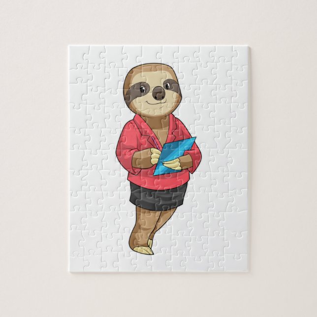 Puzzle Sloth como secretario con Notepad (Vertical)