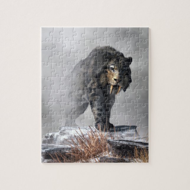 Puzzle Smilodon Fatalis in Winter (Vertical)