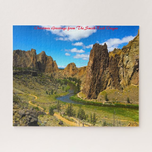 Puzzle Smith Rock Oregon. Felicitaciones de Navidad (Horizontal)