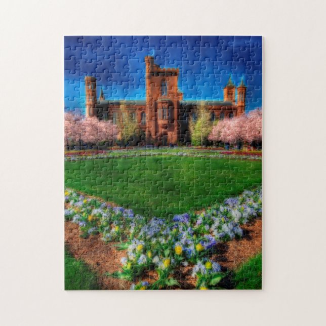 Puzzle Smithsonian Castle Garden Cherry Blossoms (Vertical)