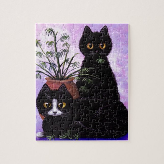 Puzzle Smoking negro Creationarts de los gatos divertidos (Vertical)